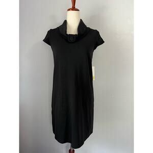 Vintage Deadstock Alyn Paige Black Cap Sleeve Dress with Pockets Womens Size S